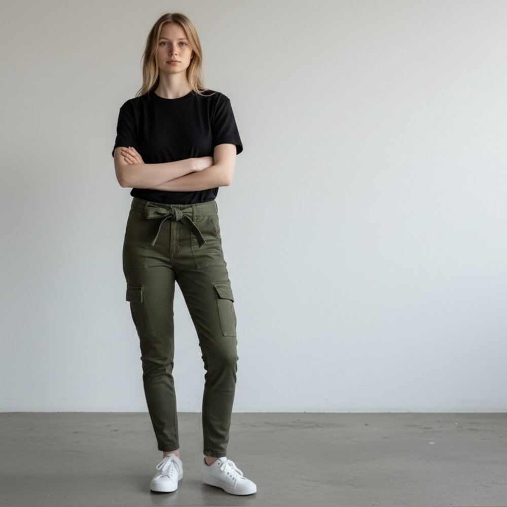 Junior’s NWT green high-waisted belted pants